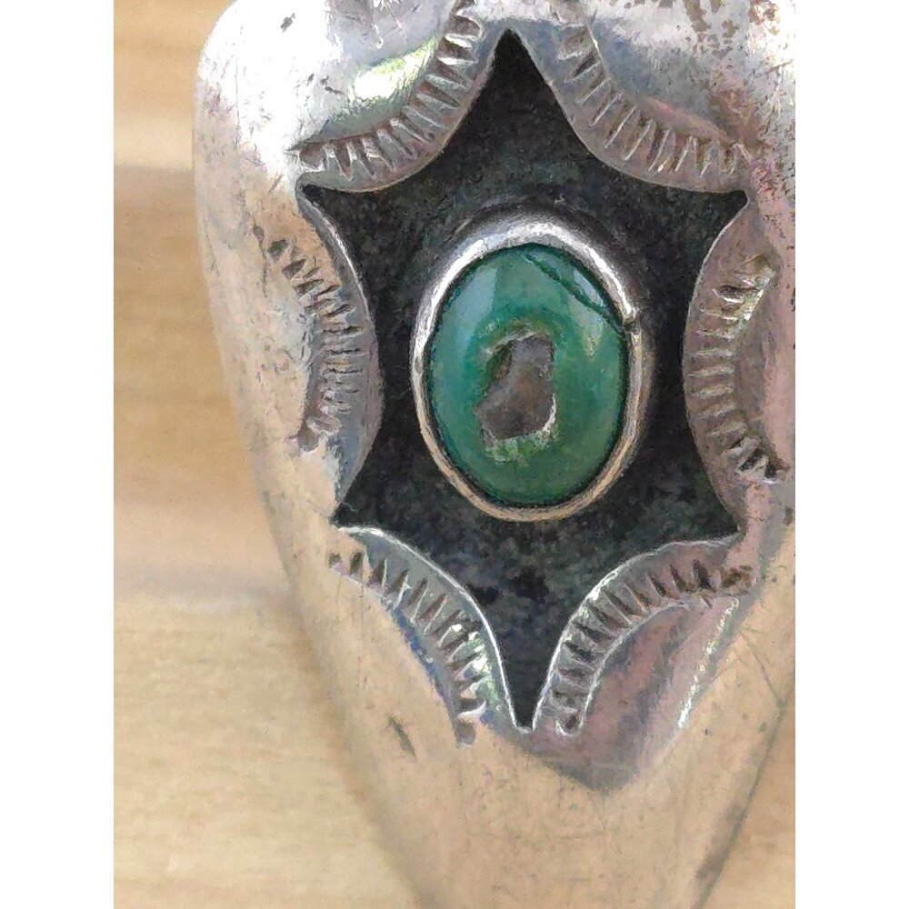 Handcrafted Sterling Silver 925 & Turquoise Vintage Ring Starburst Design READ - Picture 4 of 12
